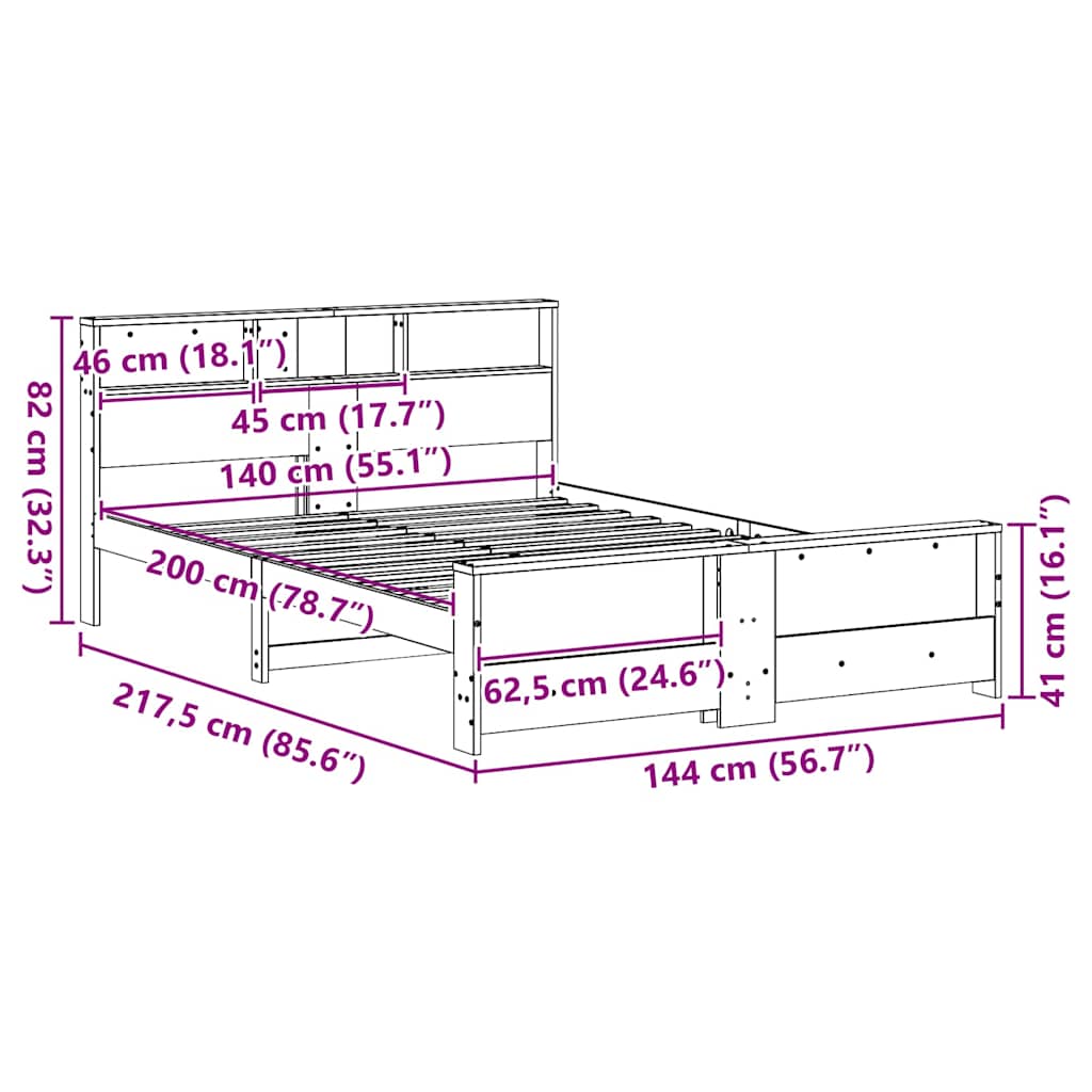 Platform Bed Frame with Headboard White 140 x 200 cm Wood Based Material