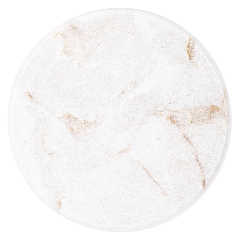 &NE Lava Stone Coasters, Printed White Marble, 9cm Diameter x 1cm Thick, Absorbent, Lava Stone, Asbestos-Free, Quick-Drying, Round, Small, Stylish, 1