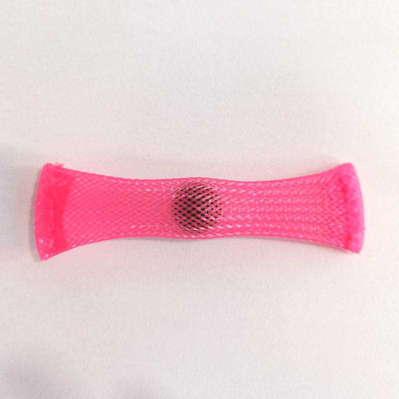 Colorful Beaded Stress Relief Fidget Toy - Woven Net Tube with Marble