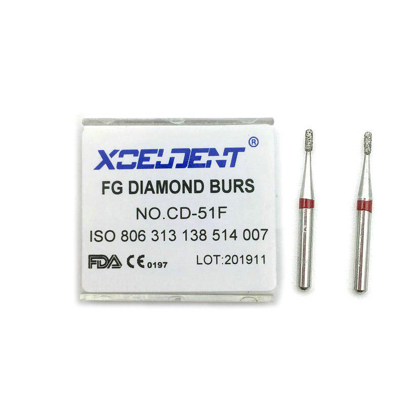 10pcs Dental Diamond Burs Diamond FG High Speed Burs for Polishing Smoothing Dental Burs 1.6mm CD-51F