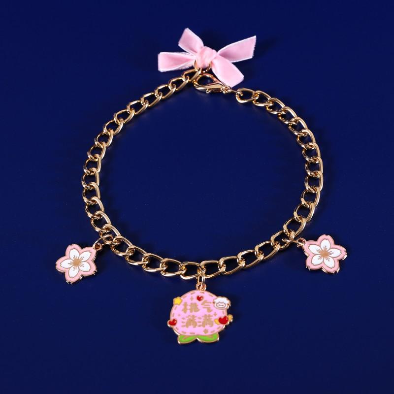 Resin Cartoon Pet Charm Necklace Cat Dog Lover - Orange Fortune Strawberry Peach Butterfly Bow Pendant