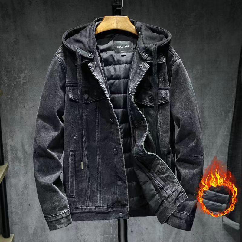 Men`s Lined Thickened Windproof Warm Denim