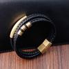 Luxury Classic Multi-layer Style Hand-woven Winding Stainless Steel Men's Leather Bracelet With Magnet Clasp For Men's Jewelry