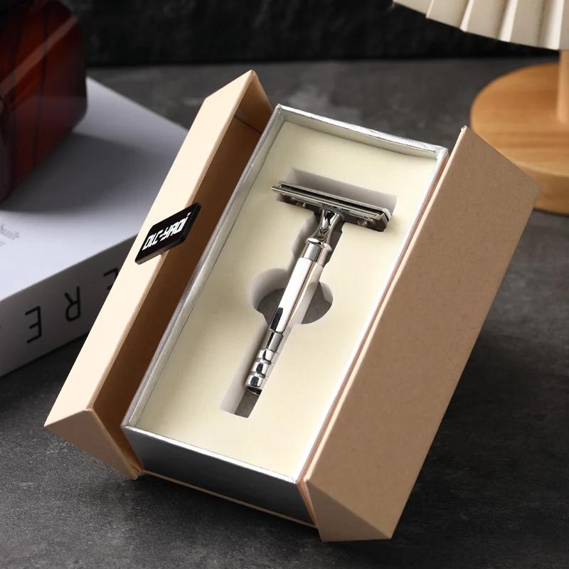 Yaqi THOT Stainless Steel Safety Razor With Gift Box 1.35MM Blade Gap 12MM Handle Diameter And 75MM Handle Diameter Safety Razor