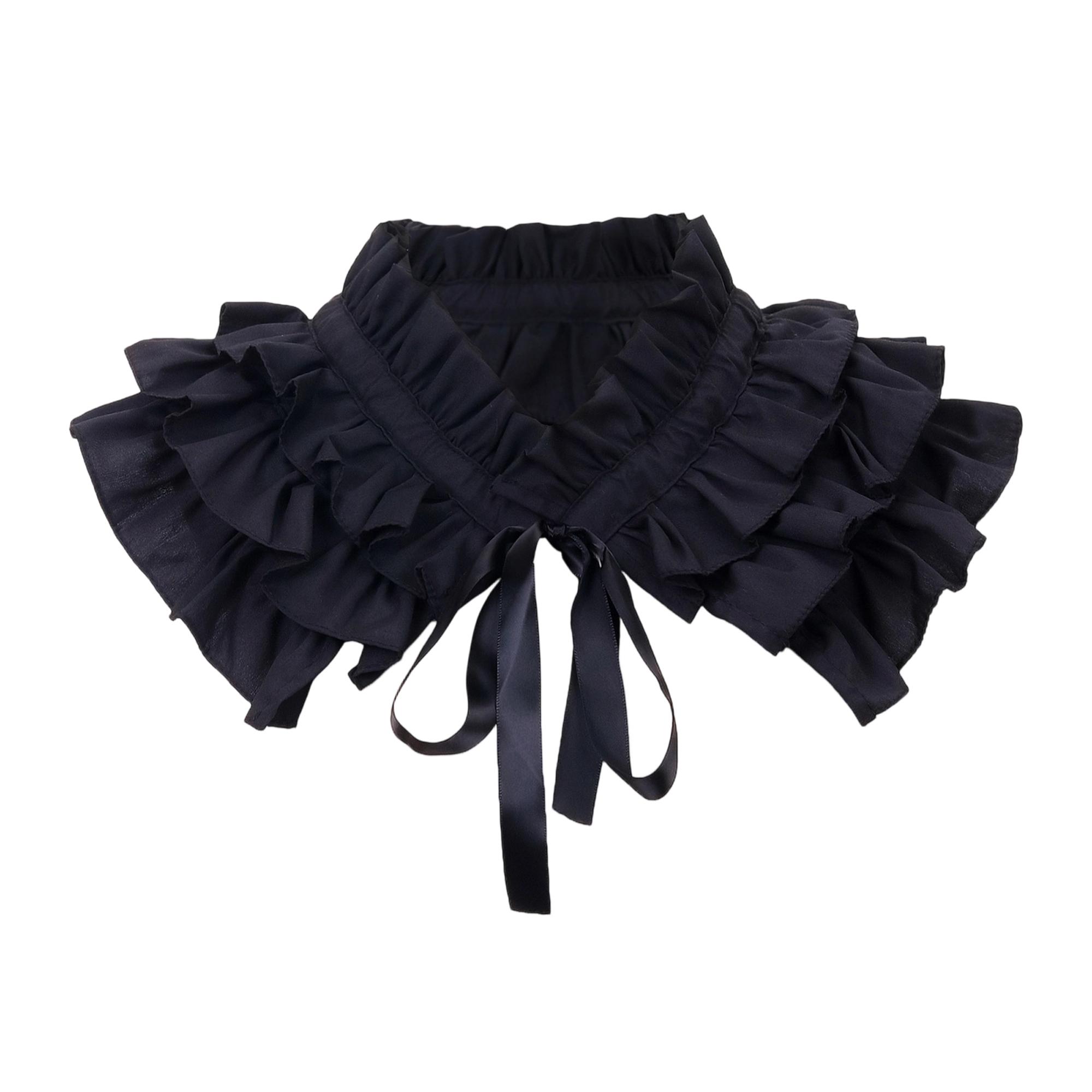 

Женский элегантный кружевной вышитый съемный воротник-дики с завязками спереди, однотонный, присборенный, с оборкой