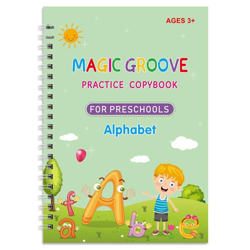 Children's Calligraphy Practice Book: English, Pinyin, and Number Groove Pen Control Training
