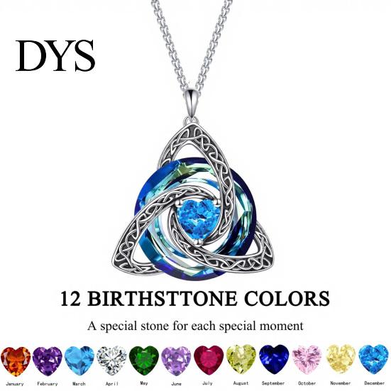 Personalized Birthday Gift Celtic Knot Birthstone Necklace for Women, Cubic Zirconia Pendant Necklace, Irish Jewelry, Her Wife Girlfriend Mother