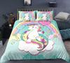 Cartoon Unicorn Duvet Cover Set With Pillowcase Queen King Size 2 3 Pcs Bedding For Kids Adults Polyester