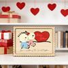 Wooden Couple Table Sign with Stand Farmhouse Rustic Cartoon Couple Ornament Valentine's Day Anniversary Wedding Party Decoration