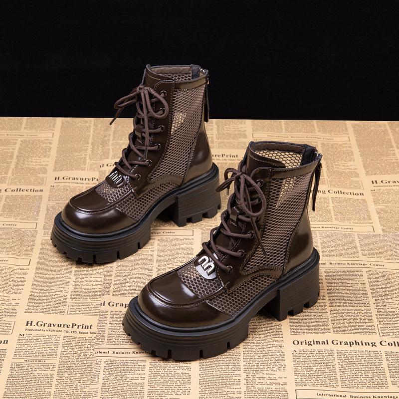 Summer new mesh Martin boots women's thick-soled heightening versatile breathable thin short boots British wind net boots