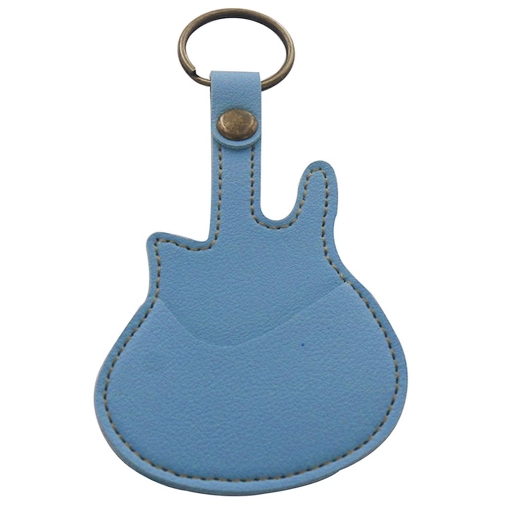 Guitar Picks Holder Case with 3 Picks, PU Leather Picks Bag and Picks Carrying Case with Keyring for Guitar Bass Ukulele