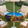 Outdoor Round Table Cover With Nature Print Waterproof Elastic Hem Patio Garden Deck