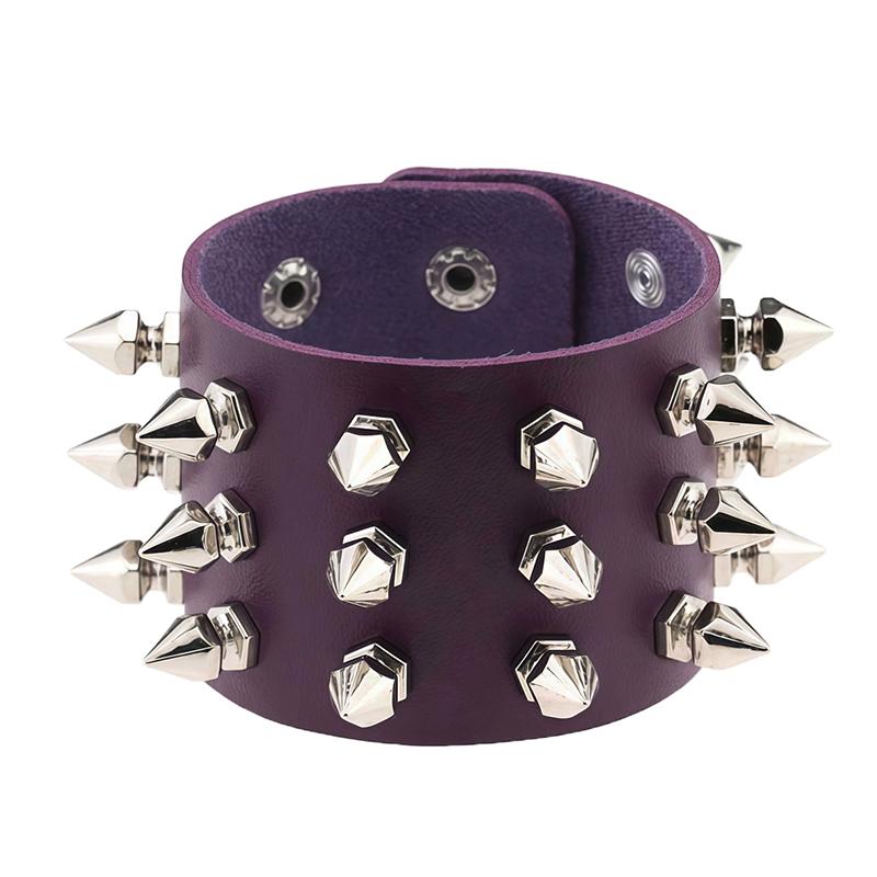 Pulseira de Couro PU com Tachas Punk Rebites Pontiagudos Punho Pulseira de Pulso Retrô Rock Rebite Pulseira de Pulso Enrolável Pulseira Ajustável com Pontas