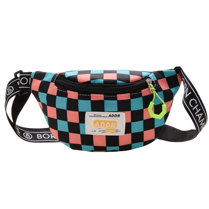 Trendy Modern Cool Boys Chest Bag Stylish Kids Waist Bag Checkered Small Crossbody