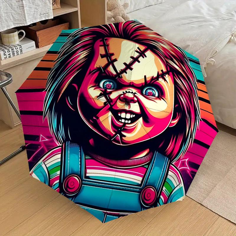 

1pc Chucky Doll, Horror Automatic Folding Umbrella, Casual Outdoor Accessory, Birthday Festival Gift yy251126206