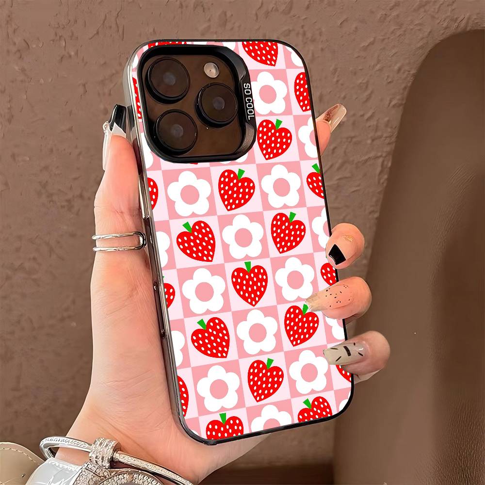 Strawberry Sh-SHortcakeS phone case for iPhone 17 17Air 16 15 14 13 12 11 Pro Max Plus Colorful Silver