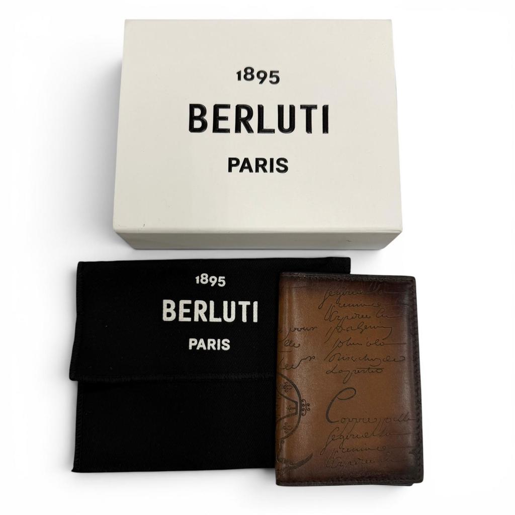 Excellent BERLUTI Jagua Flap Card Holder Venice Current product Calligraphy Used