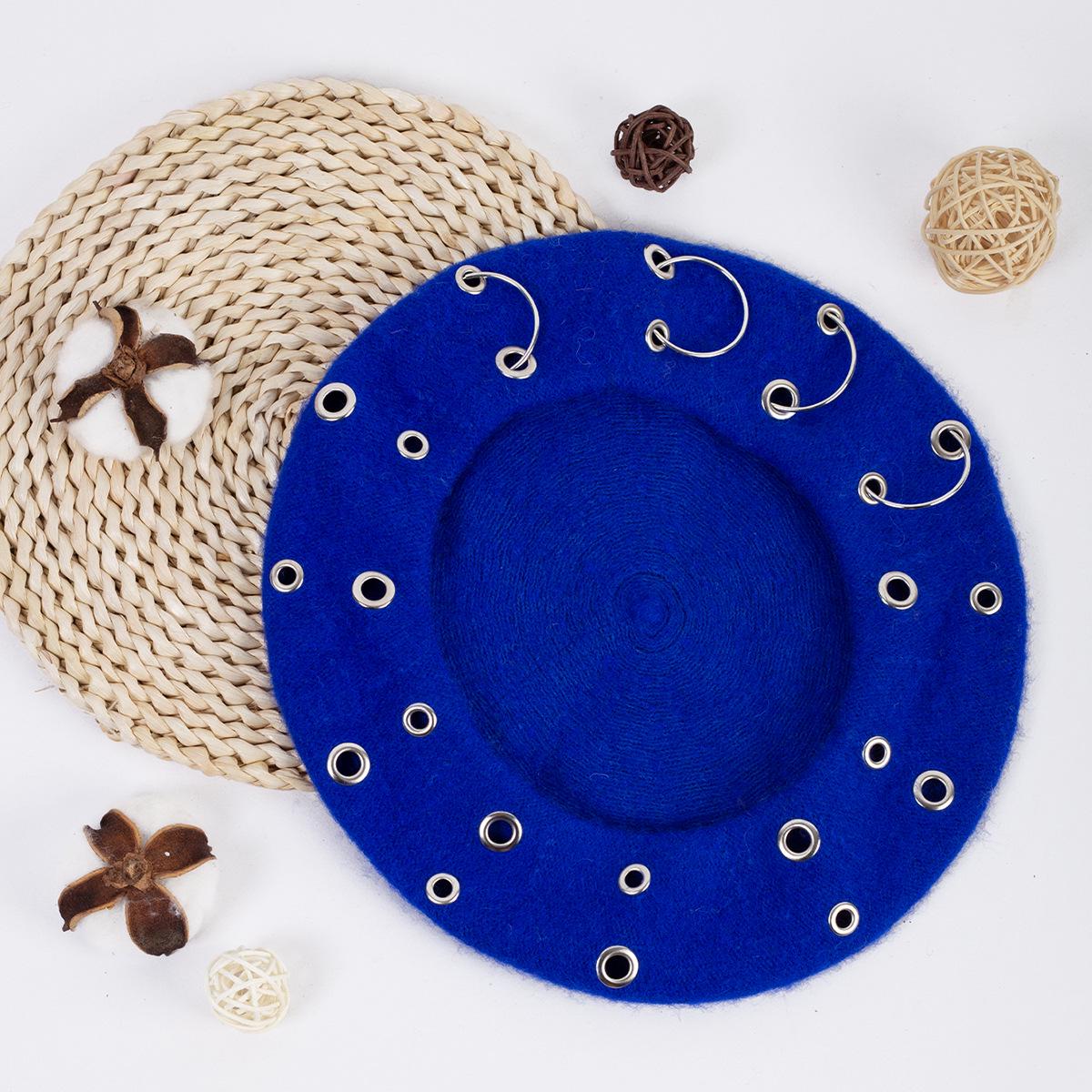 

Женский европейский и американский берет в корейском стиле, ретро, осенне-зимний 27.5*7cm королевский синий