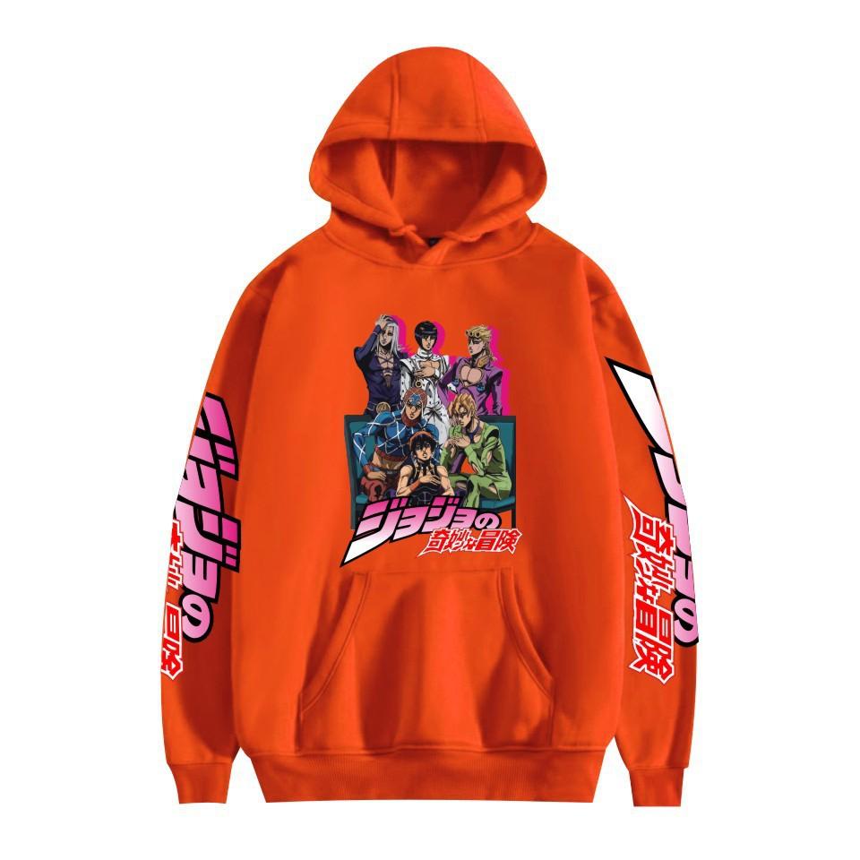 Japanese Anime JOJO Bizarre Adventure Printed Hoodie with A Fluffy Lining Man Sweatshirts Long Sleeve Fashion Female Streetwear
