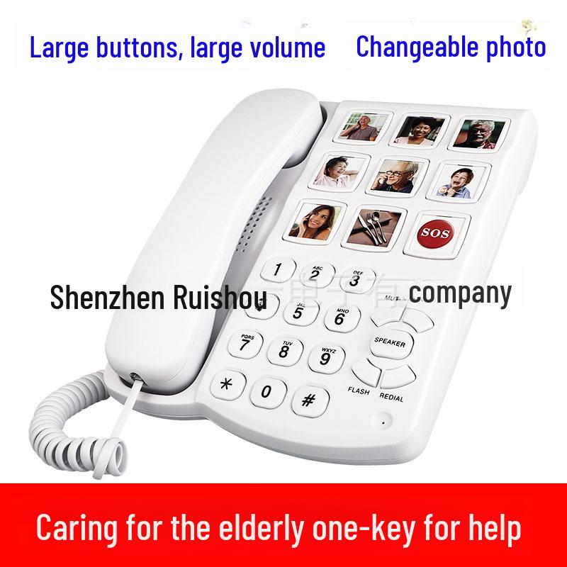 Schnurgebundenes Telefon mit Ein-Tasten-Wahl für Senioren mit großen Lautstärketasten und Freisprechfunktion