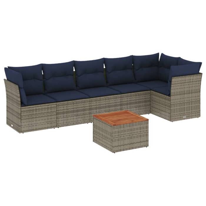 VidaXL Garden Lounge Set with Cushions 7 Pcs, Patio Sofas, Patio Furniture Set, Outdoor Furniture, Grey 3255984