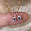 Zhao Ruth's Same S Sterling Silver Moissanite Necklace Women's Sub-carat Four-claw Simple Collarbone Chain Live Broadcast