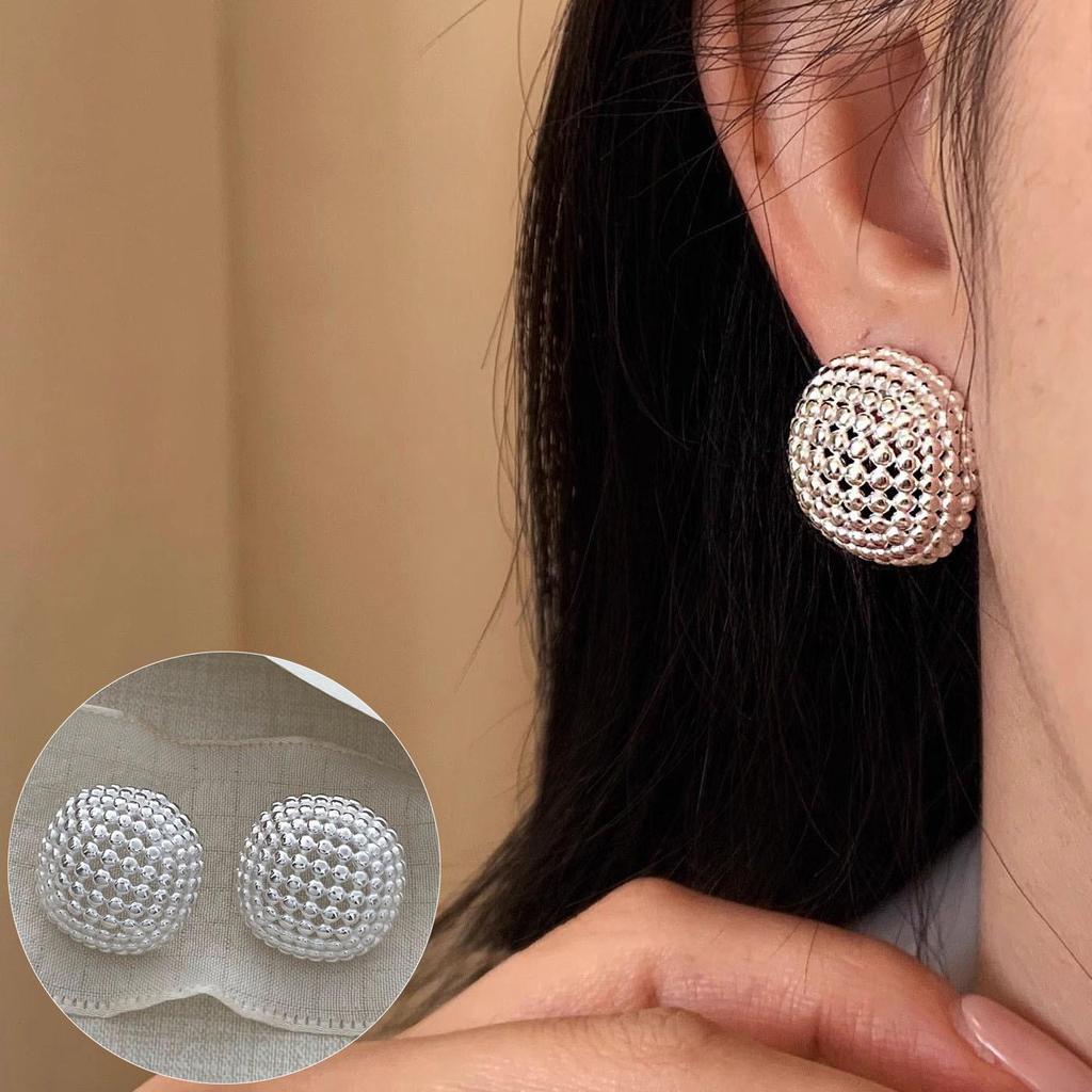 Geometrische Minimalistische Retro Damen Runde Kugel Ohrklemmen - Trendige Nischendesign Ohrringe