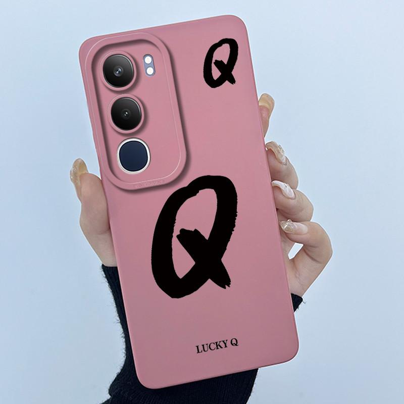 For Vivo Y19s V2149 Cover Case Lucky Initial Letter Couple Silicone Soft Matte Phone Bumper for Vivo Y19s 4G Y29 5G Casing