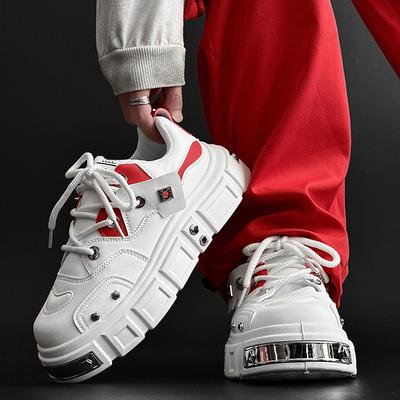Moda 2025 Nowe Buty Męskie Niszowy Design Buty Casual Styl Punk Buty Skateboardowe Zwiększające Wysokość Wygodne Antypoślizgowe Grube Sneakersy