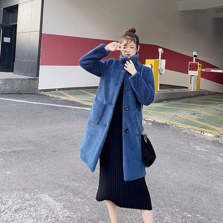 Jesienny i zimowy damski płaszcz z imitacji futra koreańska wersja cząstki krótki akapit imitacja wełny płaszcz w długim akapicie płaszcz z owczej wełny