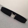 Wide Stylish Womens Elastic Belt For Versatile Outfits In Elegant Color Black