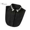 Women Fake Shirt Collar Rhinestones Faux Pearl Detachable Adjustable Embellished Tops Half Formal Event Accessory