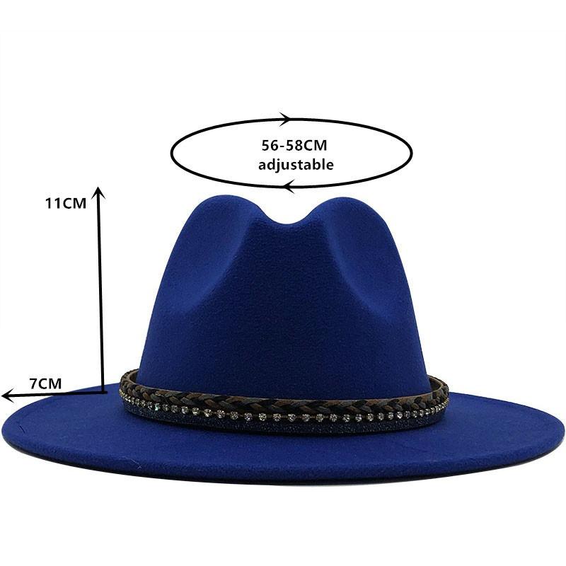 Women S British Style Cashmere Large Brim Fedora Hat 56 58cm