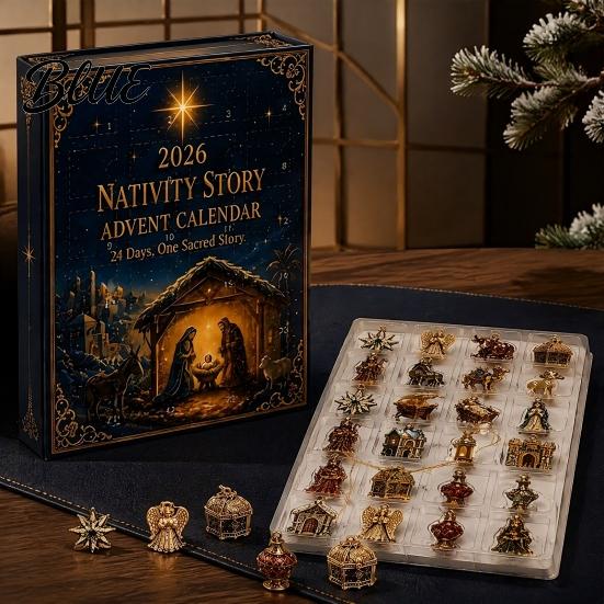 Countdown to Christmas Calendar 2026 Nativity Story Advent Calendar 24 Days Family Holiday Tradition Decor with 2D Acrylic Religious Keepsake