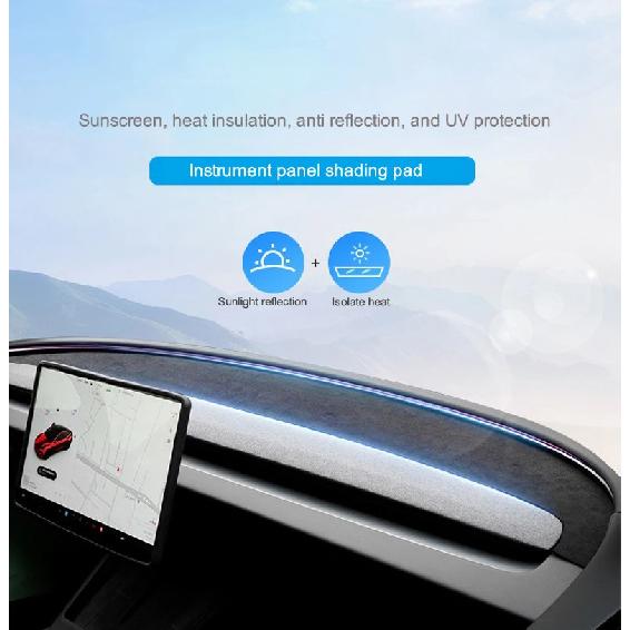 Für Tesla Model Y Juniper Armaturenbrett-Sonnenschutzmatte für Model Y/3 2017-2025 Zentrales Armaturenbrett Antireflektierende Matte Wildleder-Matte