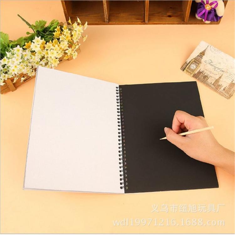 Portable Scratch Drawing Book Built in Colorful Pattern Twin Coil Binding Doodling Book for Children Adult Art Drawing