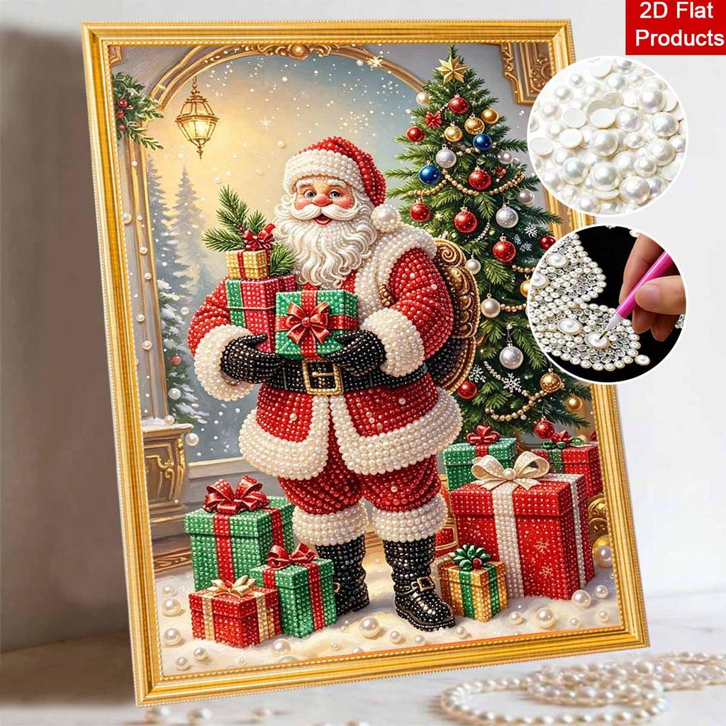 Christmas Pearl Painting Kit Handmade DIY Santa Claus with Gift Boxes Home Decoration Painting