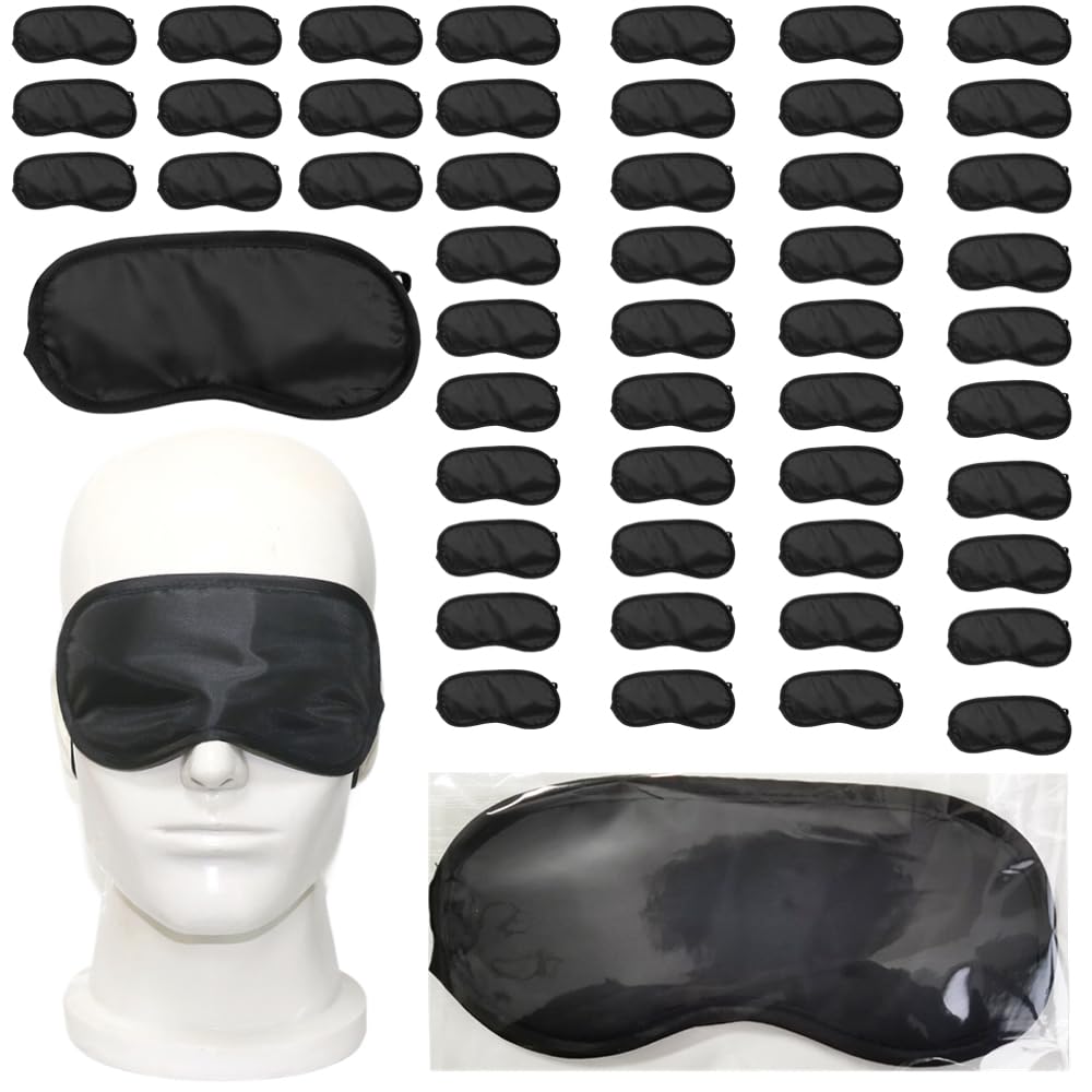 

Ailunate Disposable Eye Individually 50 for Restful Light Business Large Solid Black Masks, Wrapped, Count, Sleep, Blocking, Hygienic, Travel, Trips, чёрный