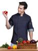 Modern Denim Chef Jacket with Breathable Mesh Sides, Unisex Roll-Up Sleeve Chef Coat, Asymmetrical Indigo Blue Black Kitchen Uniform, XS-XXL