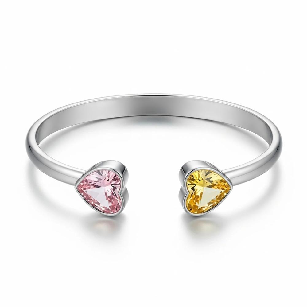 

Heart Shape Crystal Open Bracelet Two Color Bangle Bracelet Fashion Cuff Bracelet Women Girls серебряный