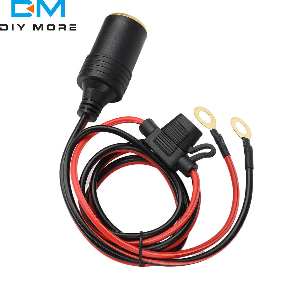 DC 12V-24V Car Motorcycle Truck Cigarette Lighter Socket Copper Nose Connector Adapter with 20A Fuse 14Awg 30Cm 1M 2M 3M