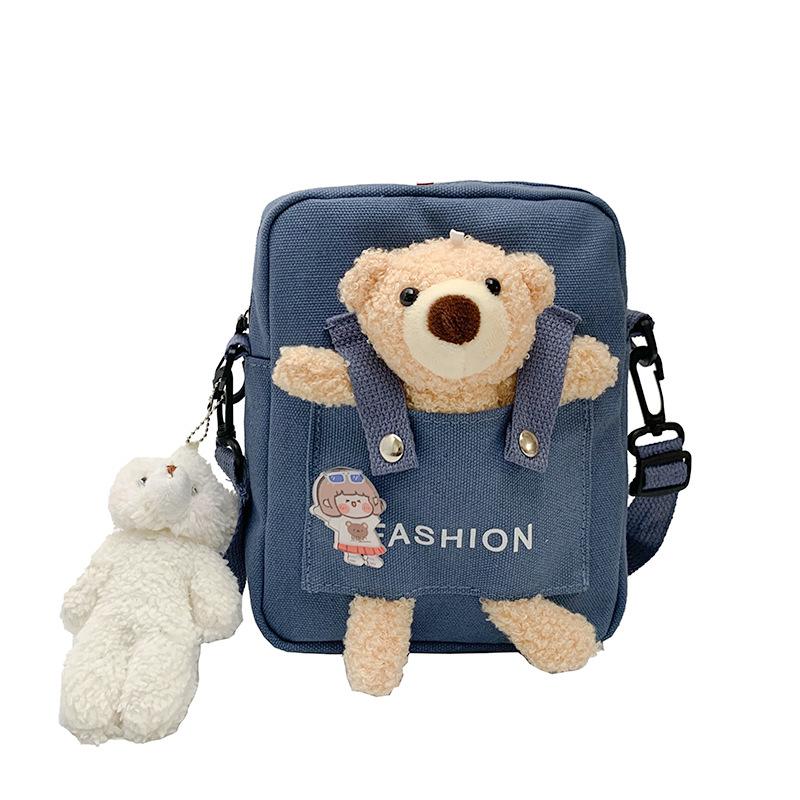 2025 autumn and winter men and women cute cartoon fashion trend clothes bear bag messenger bag shoulder bag square bag small backpack