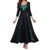 New Solid Color Small V-neck Sequins Elegant Slim-fitting Long-sleeved A-word Women's Dress