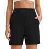Women Solid Color Pocket Elastic Waistband Comfortable Fitness Workout Yoga Casual Shorts Suitable for Various Activities