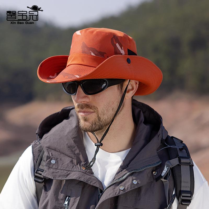9243 new summer camouflage sunscreen hat outdoor mountaineering fishing sun hat men's big-brimmed bucket hat