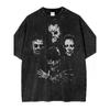 Europäische Größen Gewaschenes Herren-T-Shirt mit Vintage-Charakterdruck, Lässiges Tee, Geeignet für Outdoor-Aktivitäten Modisch Bequem zu tragen