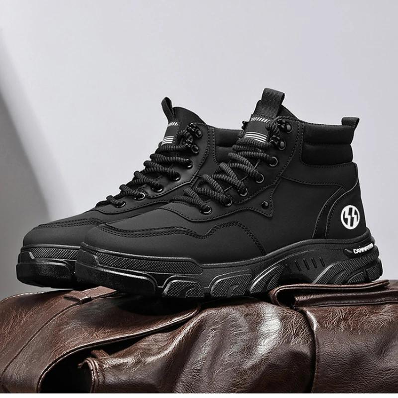 2024 New Men's Boots High Quality Men High Top Casual Shoes Comfortable Wear-resistant Male Thick-soled Shoes Botas Masculino