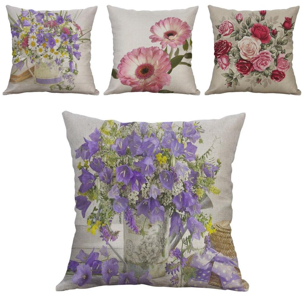 Vintage Flower Cotton Linen Cushion Cover Soft Decorative Pillow Case For Home Comfort