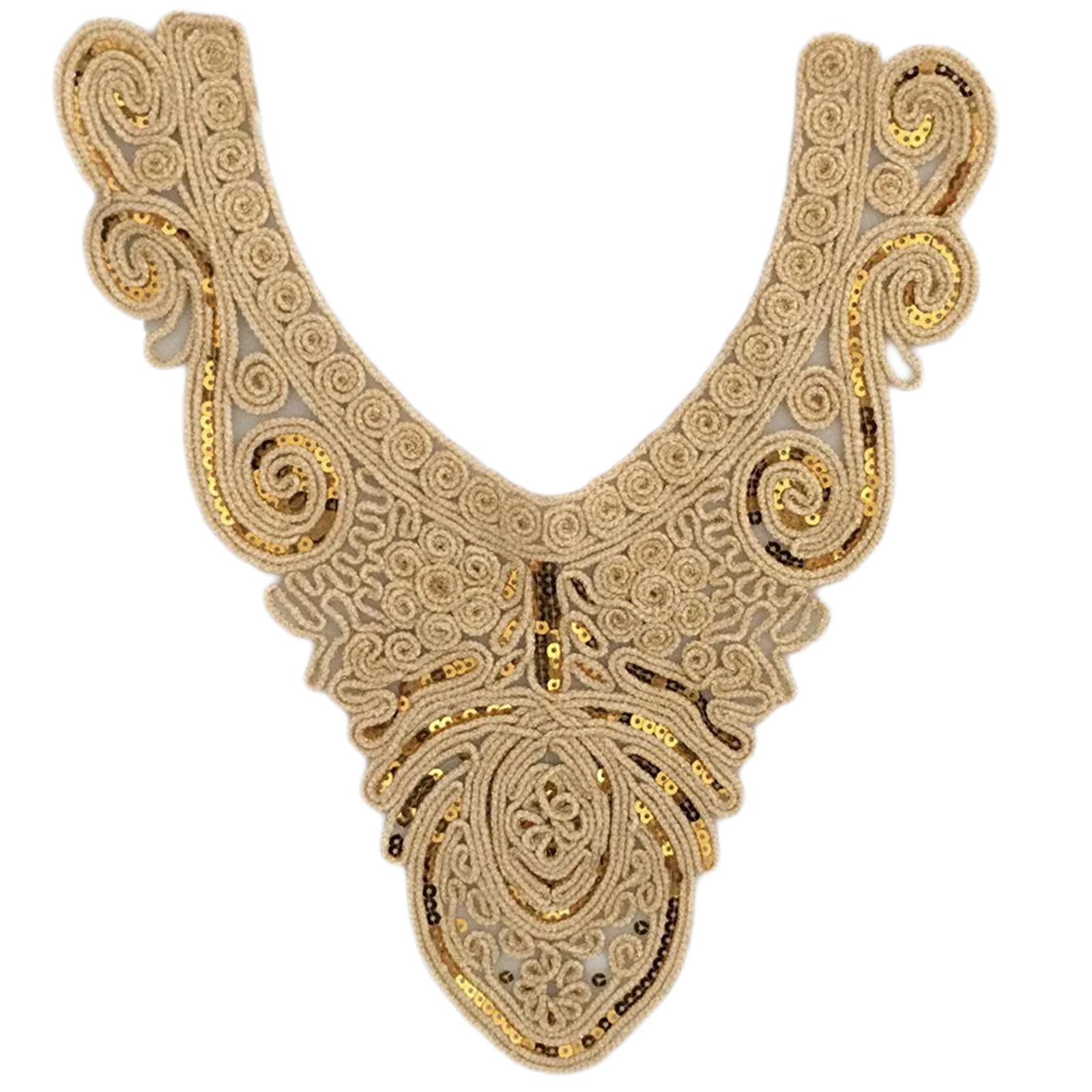 

Элегантные вышитые кружевные воротнички, аппликации для выреза горловины, отделка пайетками, этнический стиль, пришивные нашивки для модных женщин H