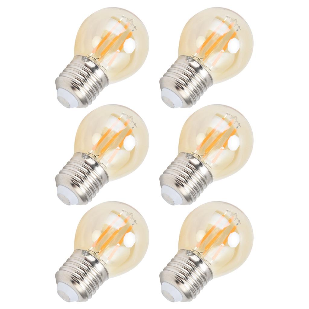 6PCS G45 LED Vintage Light Bulb Gold E27 Base Lamp for Home Decorative Bulb 6W 220V Warm Light